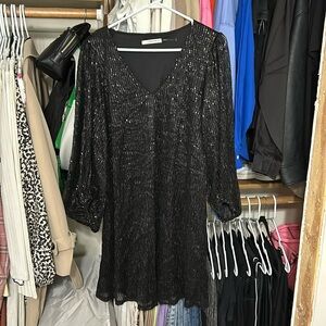 Balloon sleeve sequin dress